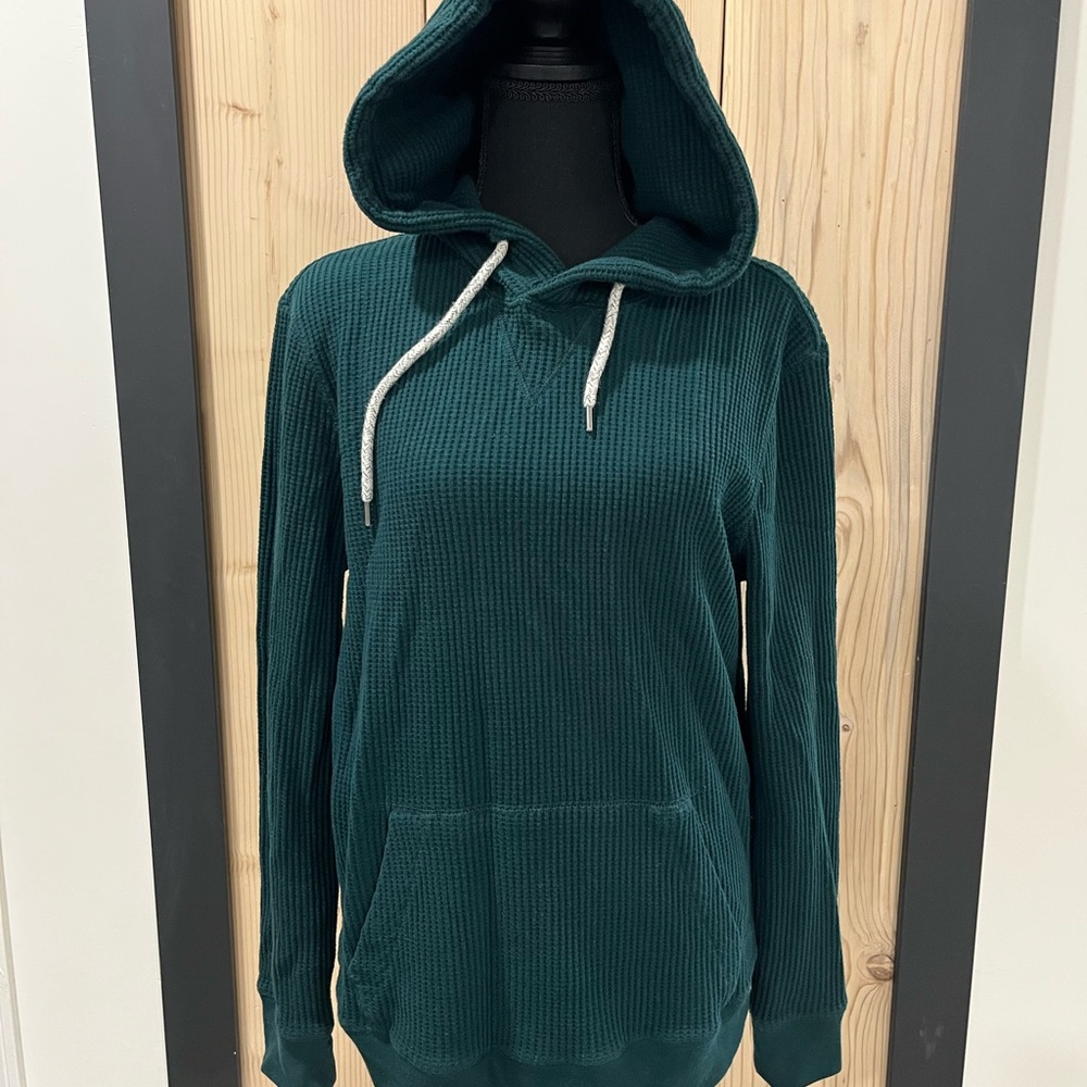 American Eagle Outfitters Dark Green Waffle Knit Hoodie